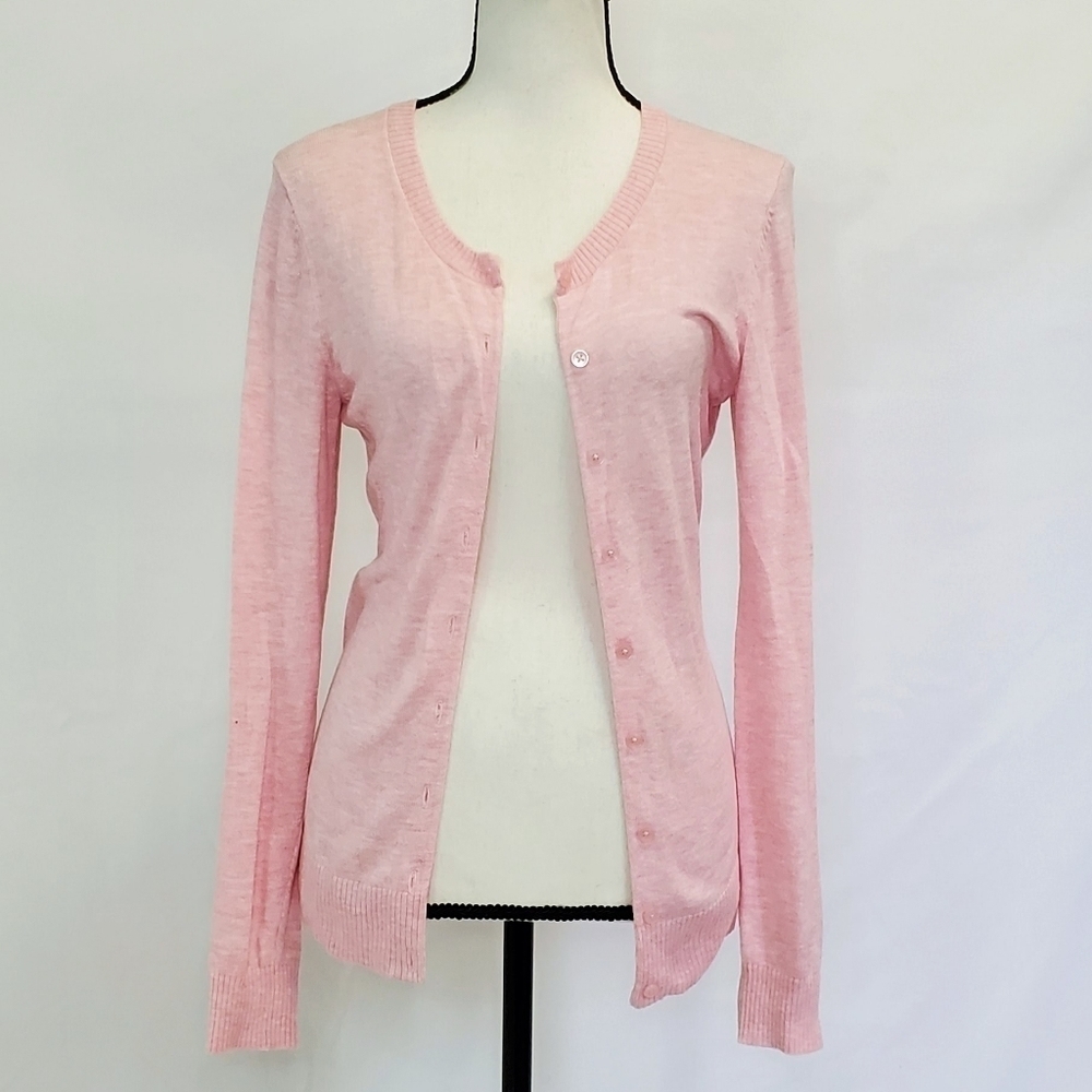 Gap light pink button up lightweight cardigan